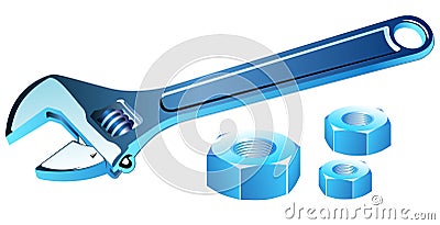 Adjustable spanner with screws Vector Illustration