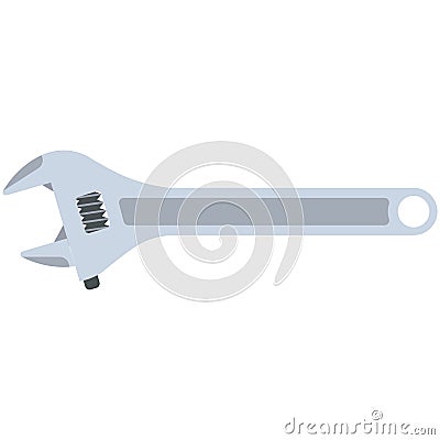 Adjustable spanner vector flat icon isolated on white Vector Illustration