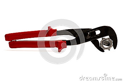 Adjustable wrench for non-standard nuts and pipes Stock Photo