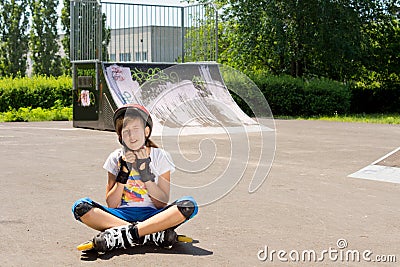 Adjusting protective head ware Stock Photo