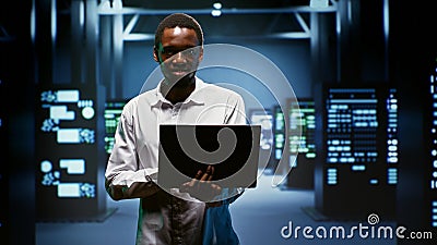 Admin checking server components Stock Photo