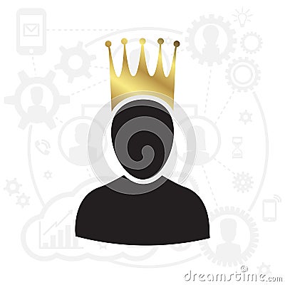 Admin with Gold Crown Icon Vector Illustration