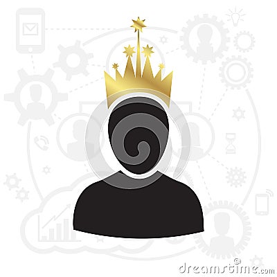 Admin with Gold Crown Icon Vector Illustration