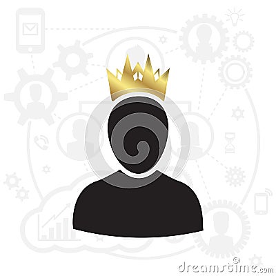Admin with Gold Crown Icon Vector Illustration