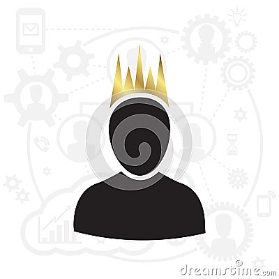 Admin with Gold Crown Icon Vector Illustration