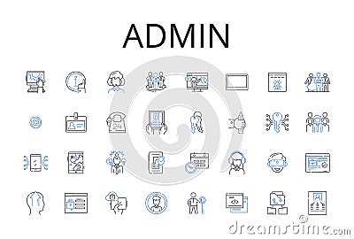 Admin line icons collection. Boss, Supervisor, Manager, Director, Leader, Executive, Head honcho vector and linear Vector Illustration