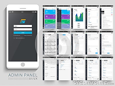 Admin Panel User Interface layout. Stock Photo