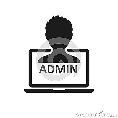 Admin sign on laptop icon â€“ vector Vector Illustration