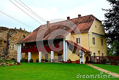 Administration of Carta medieval monastery near Sibiu, Transilvania Editorial Stock Photo