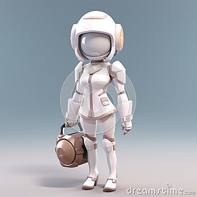 Innovative 3d Female Space Costume With Nanopunk Helmet Stock Photo