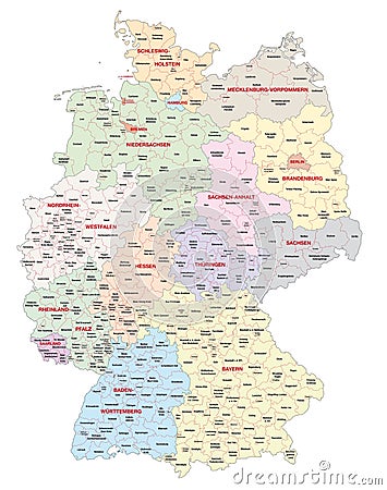administrative map of germany royalty free stock photography