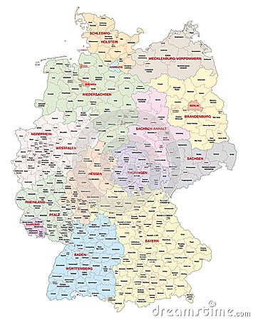 Administrative map of Germany Stock Photo