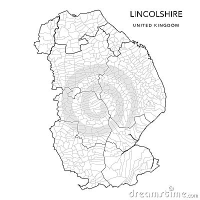 Administrative Map of Lincolnshire as of 2022 - Vector Illustration Stock Photo