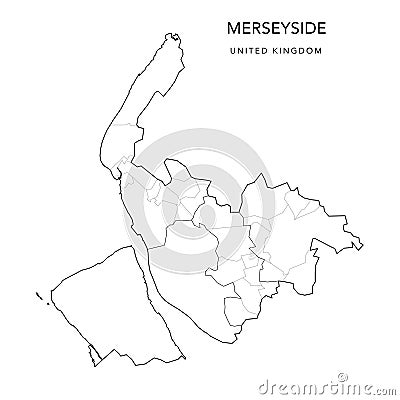 Administrative Map of Merseyside as of 2022 - Vector Illustration Stock Photo