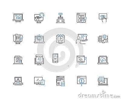Administrative software line icons collection. Automation, Efficiency, Streamlining, Integration, Productivity Vector Illustration