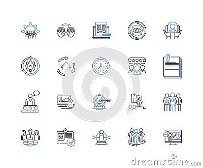 Administrative staff line icons collection. Secretarial, Clerical, Office, Support, Assistance, Administrative Vector Illustration