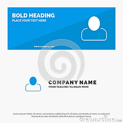 Administrator, Man, User SOlid Icon Website Banner and Business Logo Template Vector Illustration