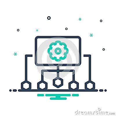 Mix icon for Administrators, screen and setting Stock Photo