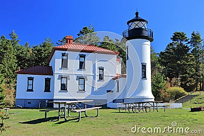 Admirality Head Lighthouse at Fort Casey near Coupeville on Whidbey Island, Washington Stock Photo