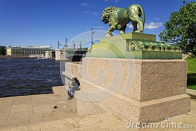 Admiralty Embankment in St. Petersburg, Russia Stock Photo