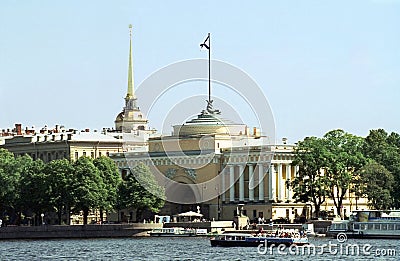 The Admiralty quay of the river Neva Stock Photo