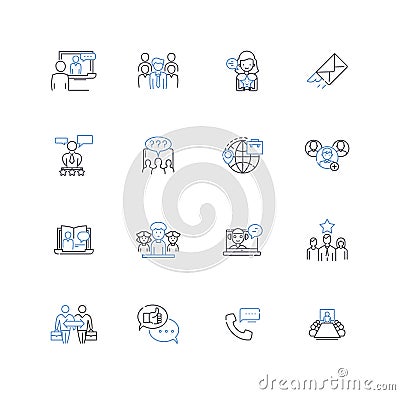 Admirers line icons collection. Crushes, Fans, Devotees, Follower, Supporters, Groupies, Adorers vector and linear Vector Illustration