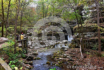 Admiring Blanchard Springs Cavern Waterfall Editorial Stock Photo