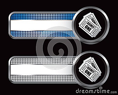 Admission tickets on checkered striped banners Vector Illustration