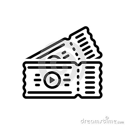 Black line icon for Admit, ticket and movie Stock Photo