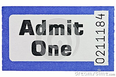 Admit one ticket stub isolated on white Stock Photo