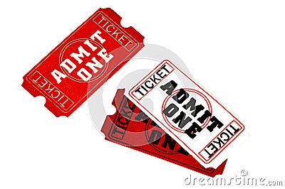 Admit One Tickets - Clipping Path Stock Photo