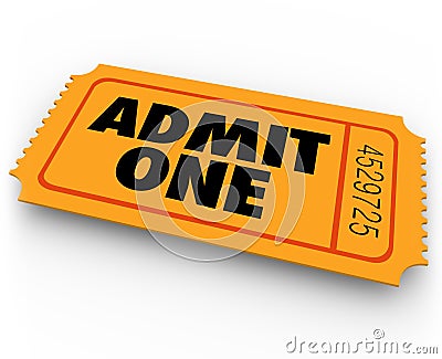 Admit One Words Ticket Cinema Theatre Concert Admission Entry Ac Stock Photo