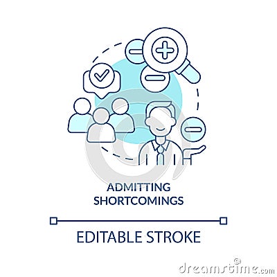 Admitting shortcomings turquoise concept icon Vector Illustration