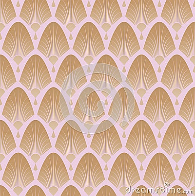 Elegant pattern with fans in style of roaring 20s, art deco, great gatsby. Vector pattern illustration. Vector Illustration