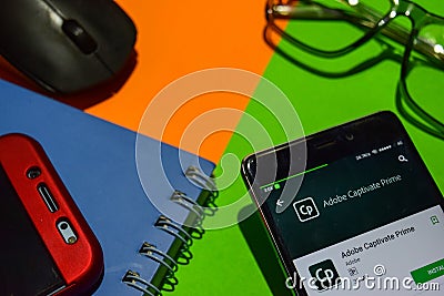 Adobe Captivate Prime dev app on Smartphone screen. Editorial Stock Photo