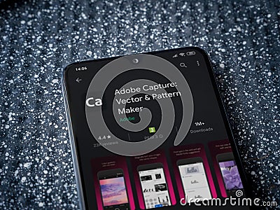 Adobe Capture - Vector and Pattern Maker app play store page on smartphone on a metallic background Editorial Stock Photo