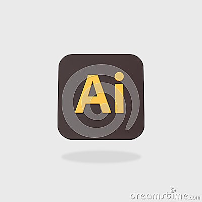 Adobe Illustrator App Icon on Flat Gray Background Editorial Stock Photo