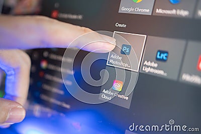 Adobe Photoshop and Adobe Creative Cloud app icons Editorial Stock Photo