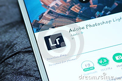 Adobe photoshop lightroom mobile app Editorial Stock Photo