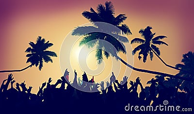 Adolescence Summer Beach Party Outdoors Community Concept Stock Photo