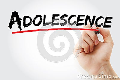 Adolescence text with marker Stock Photo