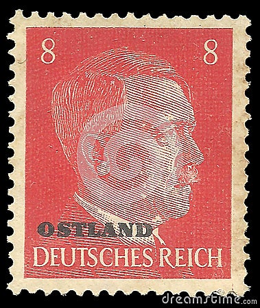 Adolf Hitler, Overprint Eastern Lands Editorial Stock Photo