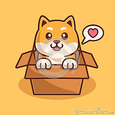 Adopt Cute Shiba Inu Dog Vector Illustration