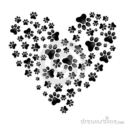 Adopt Dog Paw Heart vector animal help illustration Vector Illustration