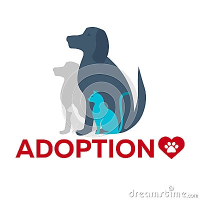 Adopt logo. Dont shop, adopt. Adoption concept. Vector illustration. Cartoon Illustration