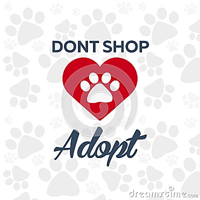 Adopt logo. Dont shop, adopt. Adoption concept. Vector illustration. Cartoon Illustration