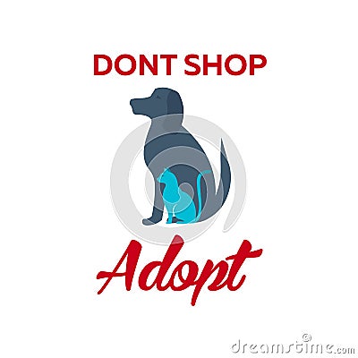 Adopt logo. Dont shop, adopt. Adoption concept. Vector illustration. Cartoon Illustration