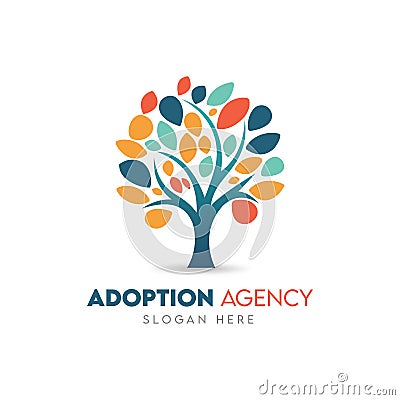 Adoption and community care logo design template. Abstract tree icon vector Vector Illustration