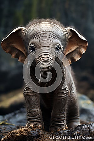 Adorable african baby elephant with big ears Stock Photo