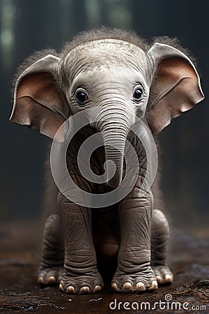 Adorable african baby elephant with big ears Stock Photo